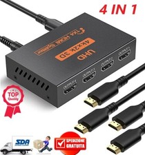 SPLITTER HDMI SDOPPIATORE FULL HD 1080P 1080p 4K 2K 3D 1x4 USCITE AMPLIFICATE