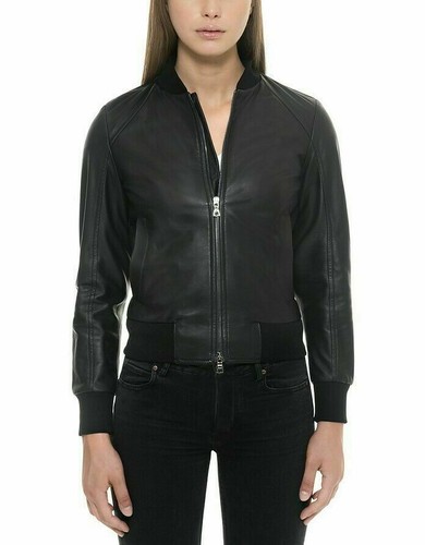 Giacca donna pelle nera vera