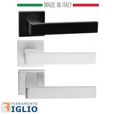 Coppia Maniglia Maniglie Quadra Quadrata per Porte Interne Nero Bianco Cromo Sat