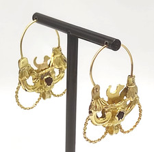 Orecchini antichi italiani borbonici fine '800 a navicella in oro giallo 9K