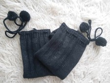 Scaldamuscoli neri con pon pons glitterati fili lurex nuovi luccicosi lana