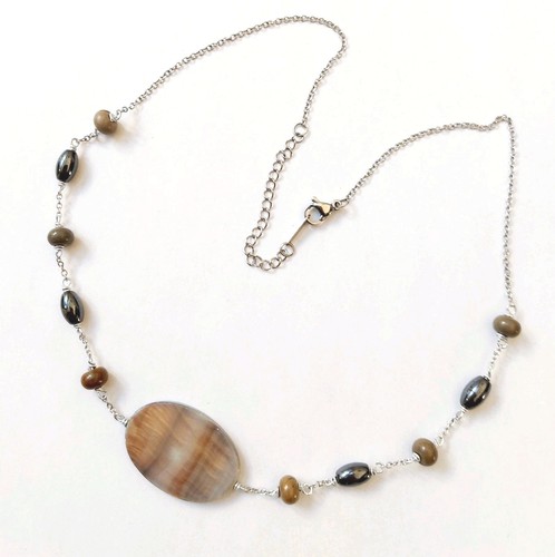 Collana acciaio con pietre - in,