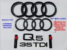 Kit Stemma Logo Anelli per Audi Q5 SQ5 Ant Post + 35 TDI + 2 SLINE LOGHI DAL 21