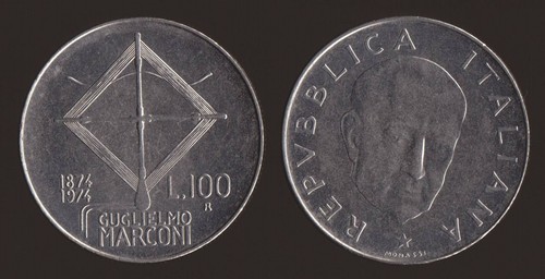 100 lire 1974 marconi - lire, italia