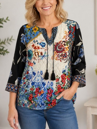 Top john mark stampa floreale - top,