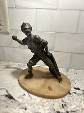 Raro! Statua vintage in bronzo di Giambattista Perasso "Balilla" su base in pietra