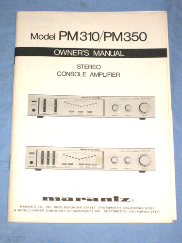 Owner manual marantz model - owner's,