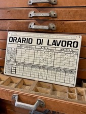 Targa vintage “Orario di lavoro” in lamierino serigrafato anni ’50-’60