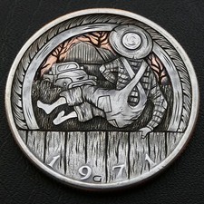 moneta mezzo dollaro hobo nichel America rurale "Country Boundaries" intagliata a mano