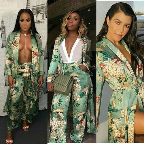 Kimono zara verde seta - verde, stampa