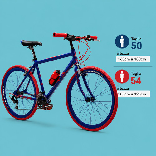 Bici ibrida blu rosso - blu,