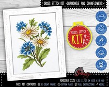 Kit punto croce camomilla e fiordalisi kit ricamo modello facile da contare