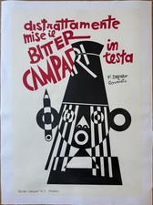 Depero - Poster Pubblicitario telato - Campari in testa - BID NOW ! OFFRI ORA!