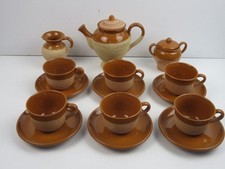vecchio servizio per caffè o the CERAMICA SMALTATA terracotta intagliata vintage