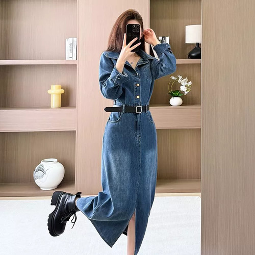 Vestito lungo jeans denim con - vestito,