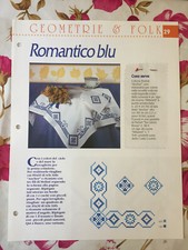 Schema punto croce Ricamo Geometrie e folk tovaglia tovagliolo blu