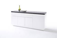 Credenza armadio bianco opaco MDF anta cassetto fresatura maniglia effetto cemento 175 cm