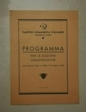 PARTITO COMUNISTA ITALIANO CARPI PROGRAMMA ELEZIONI AMMINISTRATIVE 1946