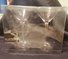 "PLAYBOY" COPPIA DI BICCHIERI DA MARTINI COCKTAIL  VINTAGE ROSA 