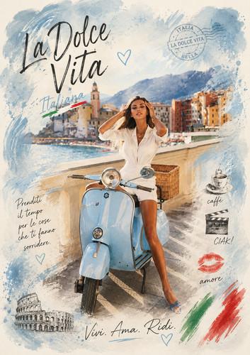 Vespa dolce vita poster in - vespa,