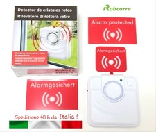 Sensore Allarme Sirena di Rottura Vetri Finestre Antifurto Rilevatore Urto Vetro