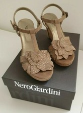 OCCASIONE SCARPE NERO GIARDINI! Sandali zeppa scarpe donna Beige Pelle CK JO 