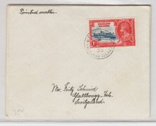 FALKLAND ISLAND 1935 GIUBILEO 1d. ISOLATO SU BUSTA VIAGGIATA