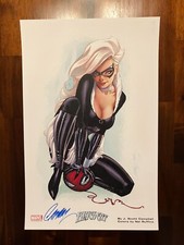 2012 SDCC J. Scott Campbell stampa artistica gatto nero FIRMATO 11x17"