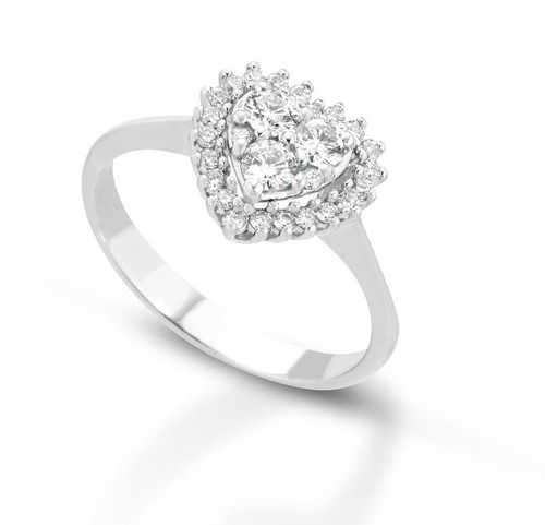 Anello cuore oro - bianco, 18k