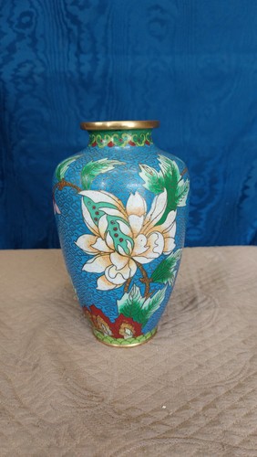 Vaso cinese ottone smaltato - ottone,