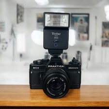 Fotocamera Praktica BCA Electronic Analogica Reflex 35 mm Flash Obiettivo Nero
