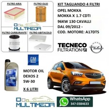 TAGLIANDO 4 FILTRI E OLIO ORIGINALE GM 5W30 OPEL MOKKA X 1.7 DIESEL 96KW 130 CV