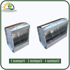 MANGIATOIA A TRAMOGGIA PER CONIGLI DA ESTERNO IN LAMIERA ZINCATA 2-3-4 SCOMPARTI