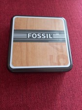 FOSSIL scatola orologio da polso di metallo Marrone giallo vintage.