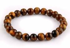 Bracciale unisex elastico vero occhio di tigre naturale con GARANZIA 8 mm NUOVO