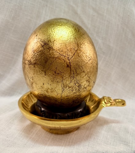Uovo struzzo foglia oro - struzzo,