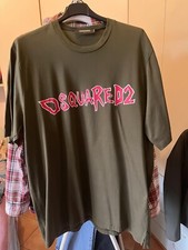 DSQUARED T-shirt uomo Taglia L colore verde militare SLOUCH FIT MAI INDOSSATA!