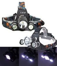 TORCIA LAMPADA FRONTALE LED RICARICABILE 3 LED 5000 LUMEN CREE T6 R5 RJ3000