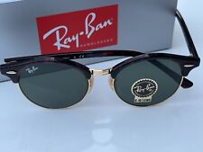 Nuovi occhiali da sole Ray-Ban RB4246 990 CLUBROUND rosso avana G-15 verde 51 mm