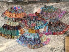 10 pezzi minigonna da lavoro patch a strato di seta boho hippie zingara gonna...