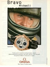 OMEGA Speedmaster BRAVO MICHAEL SCHUMACHER Pubblicità 1 pagina 1997 OROLOGIO 