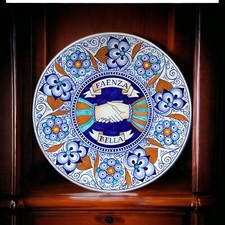 Piatto Dipinto Maiolica Faenza Bella Vittoria Monti Arte Ceramica Vintage