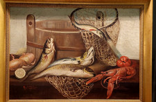 PITTORE --ANGELO SILVIO GALLI 1879 - 1954  ' NATURA MORTA  DI PESCI '