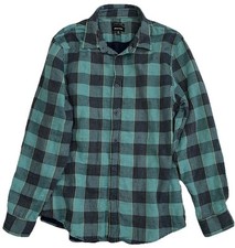 Camicia Brixton Bowery flanella uomo XL vestibilità standard blu verde a quadri skate western