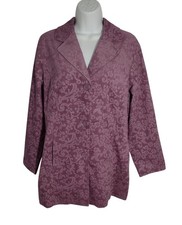 Giacca in velluto a coste floreale jacquard denim & co S rosa midi artistico retrò tasche 