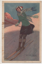 MAUZAN-RAGAZZA SCIATRICE cartolina della serie 83  #83/1