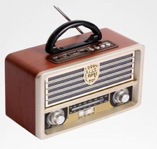 Radio Portatile Musica Sveglia Design Retro Stile Usa Americano Vintage USB FM 
