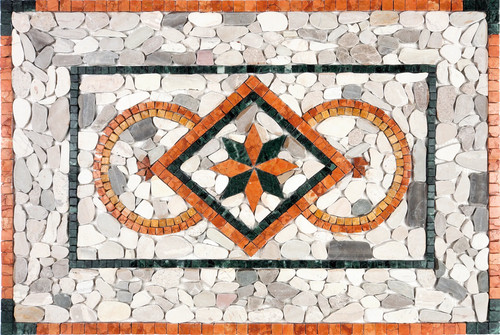 Rosone mosaico marmo - rosone, sassi
