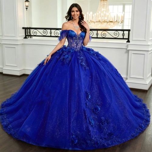 Abito quinceanera blu reale - abito,