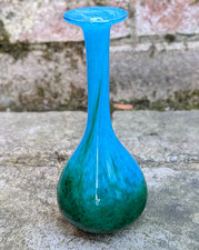 HTF RARO Vintage John Orwar Lake Ekenas Vetro Svezia Alto Bud Vaso Verde Blu Anni 60